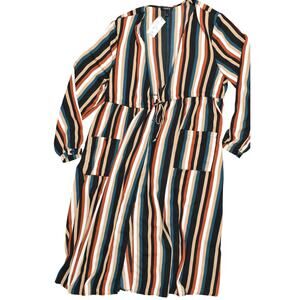 Torrid Plus Size 2 Multicolor Striped Long Sleeve Swim Cover Up NWT